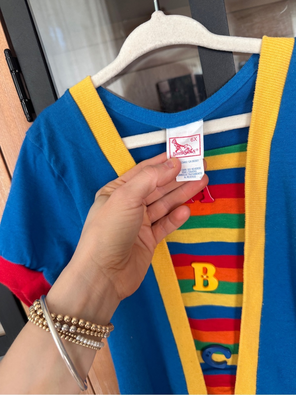 Vintage 90s ABCs rainbow dress buster brown toddler girl colorful short sleeve - Picture 3 of 6